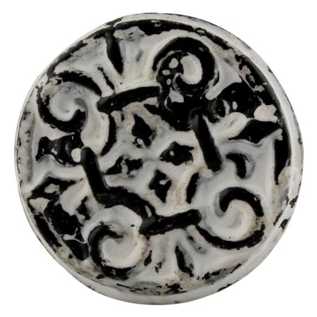 Antique White Floral Round Iron Cabinet Knob